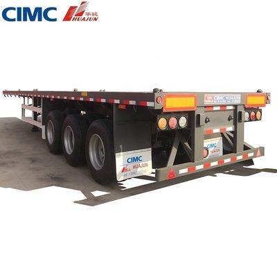 50 τόνων Τροχαίο ρυμουλκούμενο 3 άξονας 40ft CIMC HUAJUN Flatbed Semi-Retrailer