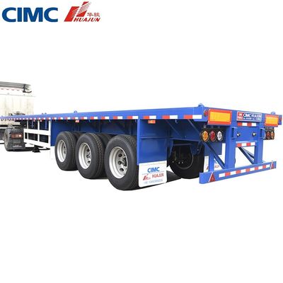 50 τόνων Τροχαίο ρυμουλκούμενο 3 άξονας 40ft CIMC HUAJUN Flatbed Semi-Retrailer