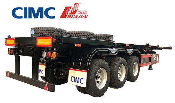 CIMC HUAJUN 3 άξονας 40ft flatbed κοντέινερ ημικυριόδρομο με 12 στροφή κλειδαριές και 12380 * 2500 μέγεθος