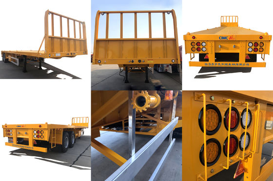 CIMC HUAJUN 3 άξονας 40ft flatbed κοντέινερ ημικυριόδρομο με 12 στροφή κλειδαριές και 12380 * 2500 μέγεθος