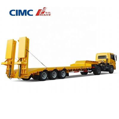 CIMC HUAJUN 70T Τριάξονα χαμηλόκλινο ημιπροκατασκευή για τροχόσπιτα φορτηγών