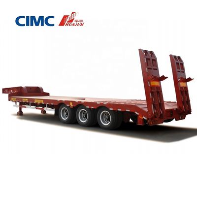 CIMC HUAJUN 70T Τριάξονα χαμηλόκλινο ημιπροκατασκευή για τροχόσπιτα φορτηγών