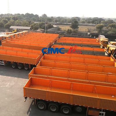 CIMC HUAJUN 50t Tri Axle Cement Transportation Fence Cargo Trailer με ελαστικά 12R22.5