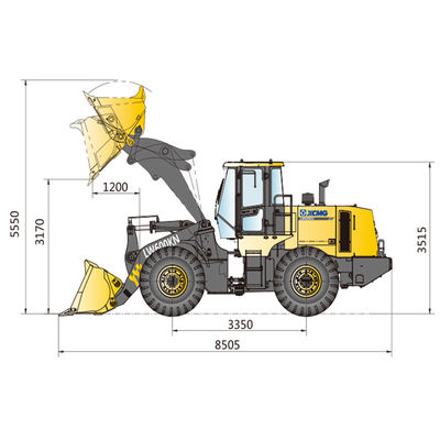 6500kg λειτουργικό βάρος LW600KN φορτιστή τροχών με πάνω υδραυλικό κύλινδρο και κουβά πυραύλου