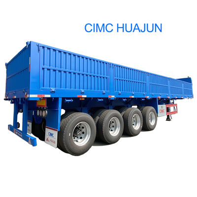 Καυτό 4 άξονες Flatbed Semi-Relayer με 1000mm Sidewall Max Πληροφοριακό φορτίο 60T 12.00R20 ελαστικό