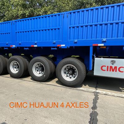 Καυτό 4 άξονες Flatbed Semi-Relayer με 1000mm Sidewall Max Πληροφοριακό φορτίο 60T 12.00R20 ελαστικό