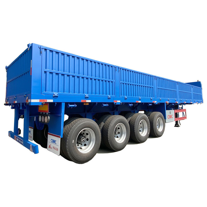 Καυτό 4 άξονες Flatbed Semi-Relayer με 1000mm Sidewall Max Πληροφοριακό φορτίο 60T 12.00R20 ελαστικό